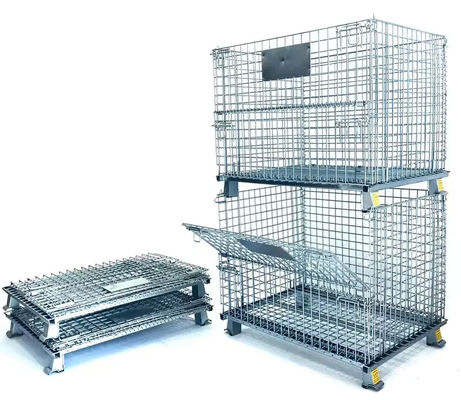 Galvanisiertes Metall Lagerhaus Lagerkäfig Rollwagen zusammenklappbar mit Rädern