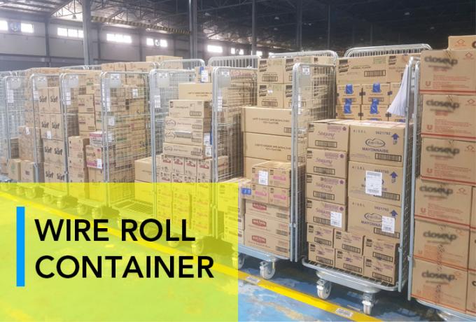 Wire Mesh Stahl Nesting Security Roll Cage Trolley Klappwagen für die Lagerhaltung 0