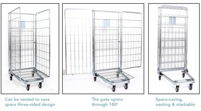 Wire Mesh Stahl Nesting Security Roll Cage Trolley Klappwagen für die Lagerhaltung 5